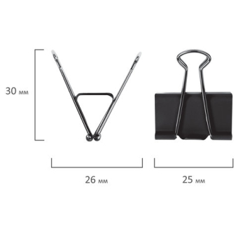 картинка Зажимы для бумаг STAFF "EVERYDAY", КОМПЛЕКТ 12 шт., 25 мм, на 100 листов, черные, картонная коробка, 224607 от магазина МОЛТИ