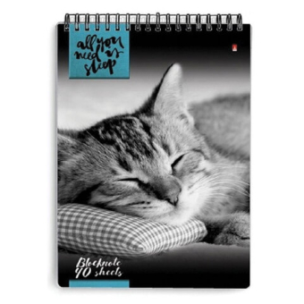 картинка Блокнот А5, 40 л., гребень, ламинированный картон, клетка, Альт, "Кошки", (5 видов), 3-40-462 от магазина МОЛТИ