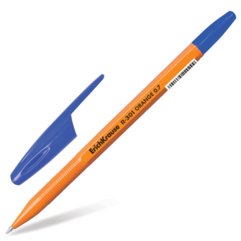 картинка Ручка шариковая ERICH KRAUSE R-301 Orange, СИНЯЯ, корпус оранжевый, узел 0,7мм, линия 0,35мм, 43194 от магазина МОЛТИ