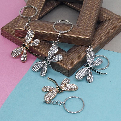 Брелок 270-13 (12) Стрекоза со стразами металл 3х0,3х4,5см 