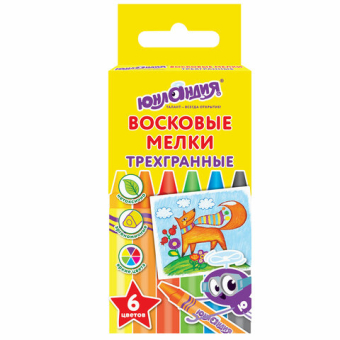 картинка Восковые мелки трехгранные ЮНЛАНДИЯ "ЮНЛАНДИК И МУДРЫЙ ЛИС", НАБОР 6 цветов, 227288 от магазина МОЛТИ