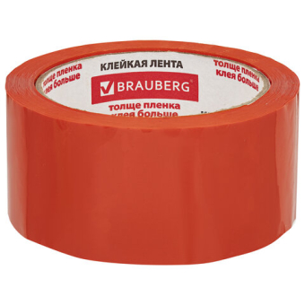 картинка Клейкая лента упаковочная, 48 мм х 66 м, ОРАНЖЕВАЯ, толщина 45 микрон, BRAUBERG, 440154 от магазина МОЛТИ