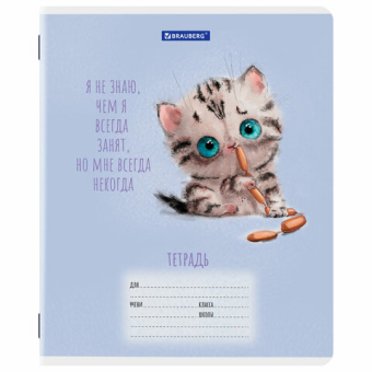 картинка Тетрадь 12 л. BRAUBERG клетка, обложка картон, FUNNY ANIMALS, 107277 от магазина МОЛТИ