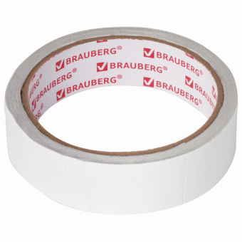 картинка Клейкая двухсторонняя лента 25 мм х 8 м, ПОЛИПРОПИЛЕНОВАЯ ОСНОВА, 90 микрон, BRAUBERG, 606425 от магазина МОЛТИ
