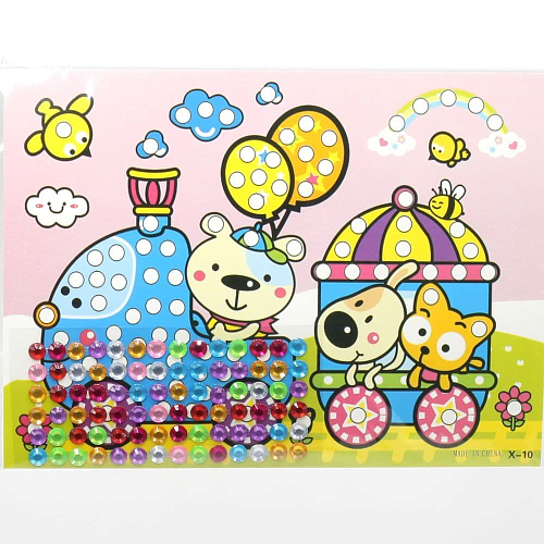 Наклейка-аппликация X10 со стразами Паровозик13*21