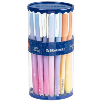 картинка Ручка шариковая BRAUBERG SOFT TOUCH GRIP "GRADE PASTEL", СИНЯЯ, мягкое покрытие, ассорти, узел 0,7 мм, 143711 от магазина МОЛТИ