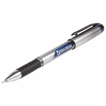 картинка Ручка шариковая масляная с грипом BRAUBERG "Signature", СИНЯЯ, печать, узел 0,7 мм, линия письма 0,35 мм, 142688 от магазина МОЛТИ