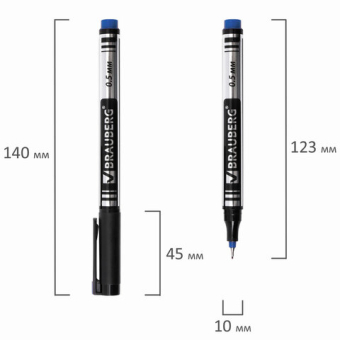 картинка Маркер перманентный BRAUBERG "Jet", СИНИЙ, супертонкий металлический наконечник 0,5 мм, 150508 от магазина МОЛТИ