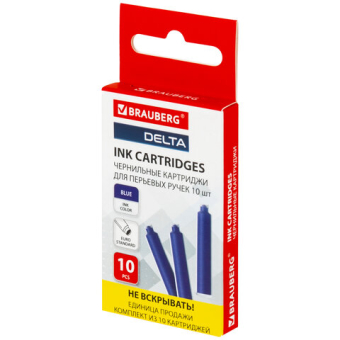картинка Картриджи чернильные BRAUBERG DELTA, КОМПЛЕКТ 10 штук, СИНИЕ, 143956 от магазина МОЛТИ