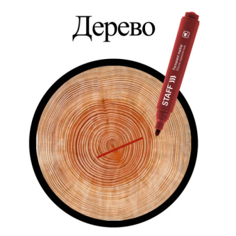 картинка Маркер перманентный STAFF "Basic Budget PM-125", КРАСНЫЙ, круглый наконечник 3 мм, 152176 от магазина МОЛТИ