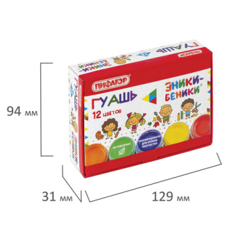 картинка Гуашь ПИФАГОР "ЭНИКИ-БЕНИКИ", 12 цветов по 10 мл, 191330 от магазина МОЛТИ