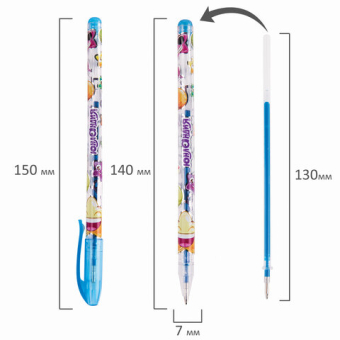 картинка Ручки гелевые ЮНЛАНДИЯ, НАБОР 6 ЦВЕТОВ, БЛЕСТКИ, корпус с печатью, узел 0,7 мм, линия письма 0,5 мм, 142802 от магазина МОЛТИ