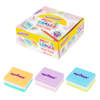 картинка Ластик ЮНЛАНДИЯ "Square", 30х24х13 мм, прямоугольный, пастельные цвета ассорти, 272673 от магазина МОЛТИ