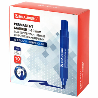 картинка Маркер перманентный BRAUBERG "JUMBO", СИНИЙ, ШИРОКАЯ ЛИНИЯ ПИСЬМА, скошенный 3-10мм, 151225 от магазина МОЛТИ