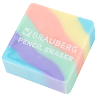 картинка Ластик кросс-серия PASTEL, 34х34х14 мм, квадратный, ассорти, ЭКО ПВХ, BRAUBERG, 273210 от магазина МОЛТИ
