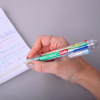 картинка Ручка многоцветная шариковая автоматическая 8 ЦВЕТОВ, узел 0,7 мм, в дисплее, BRAUBERG KIDS, 143937 от магазина МОЛТИ