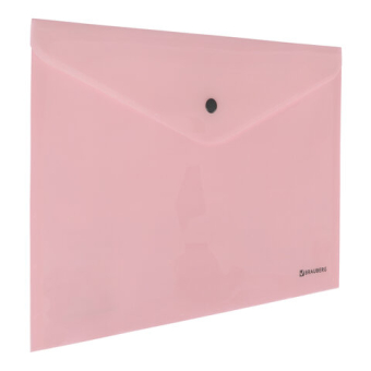 картинка Папка-конверт с кнопкой BRAUBERG "Pastel" А4 до 100 л непрозрачная цвет персиковый 0,18 мм, 270476 от магазина МОЛТИ