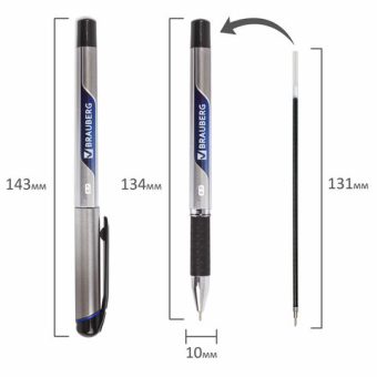 картинка Ручка шариковая масляная с грипом BRAUBERG "Signature", СИНЯЯ, печать, узел 0,7 мм, линия письма 0,35 мм, 142688 от магазина МОЛТИ