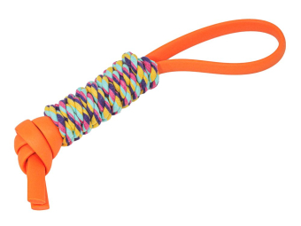 картинка Игрушка РТ067-О  для собак веревочно-силиконовая петля 31 см. оранжевая от магазина МОЛТИ