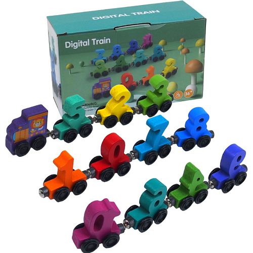 Игрушка 2745-3/4939 деревянный паровозик с цифрами на магните в коробке 9х6х15см (от 0 до 10 (4х2х4)