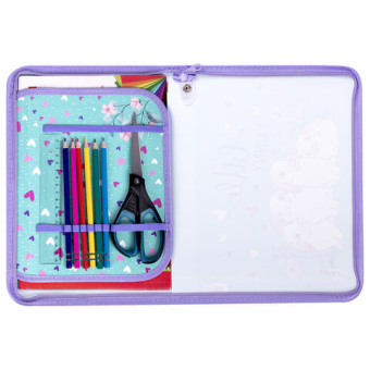 картинка Папка для труда на молнии ЮНЛАНДИЯ А4, 1 отделение, откидная планка, органайзер, "Little bunny", 270984 от магазина МОЛТИ