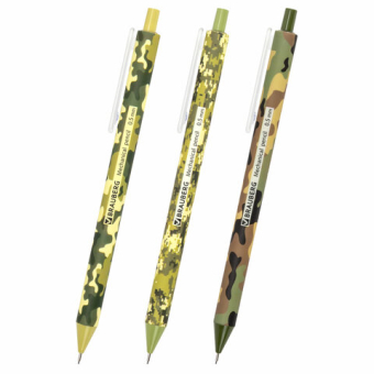 картинка Карандаш механический 0,5 мм, BRAUBERG SOFT PRINT MILITARY, HB, корпус soft-touch ассорти, 181959 от магазина МОЛТИ