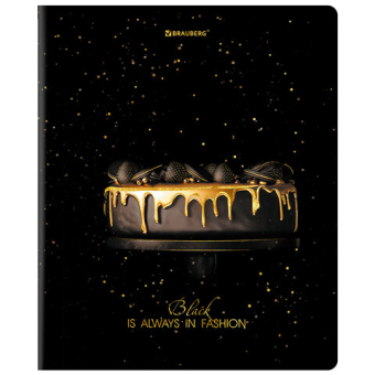 картинка Тетрадь А5, 48 л., BRAUBERG, скоба, клетка, матовая ламинация, фольга, "Black&Gold" (микс в спайке), 404370 от магазина МОЛТИ