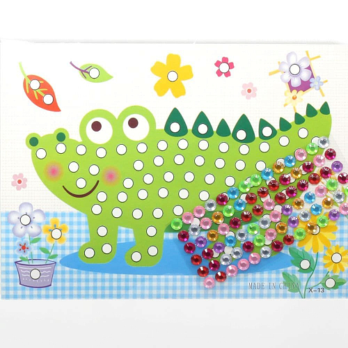 Наклейка-аппликация X13 со стразами Кракодил 13*21