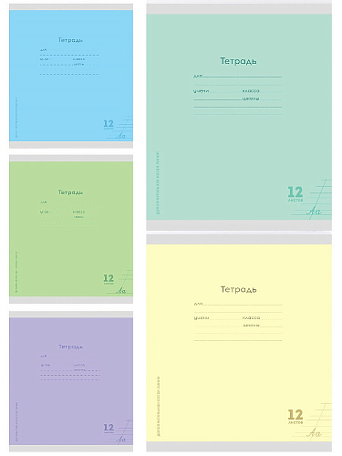 Тетрадь ДОПОЛНИТЕЛЬНАЯ КОСАЯ ЛИНИЯ 12л. КЛАССИКА NEW (12-9279) цвет.мелов.обл.,5 диз. в коробке