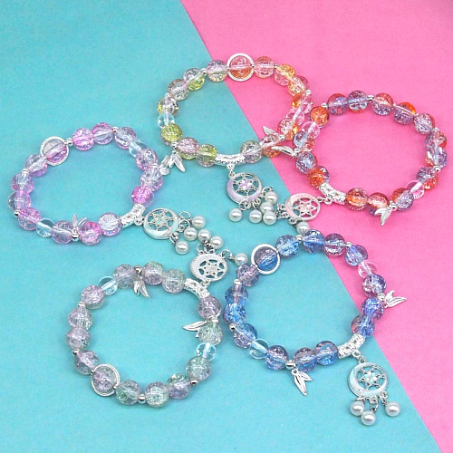 Браслет детский 2453-16 (12) бусины с подвесами в коробке 9х3х9см