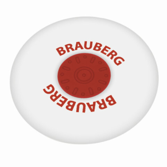 картинка Ластик BRAUBERG "Universal", 30х30х8 мм, белый, круглый, красный пластиковый держатель, 222472 от магазина МОЛТИ