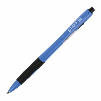 картинка Ручка шариковая автоматическая с грипом STAFF "BP-16 Neon", СИНЯЯ, ассорти, линия письма 0,35 мм, 143750 от магазина МОЛТИ