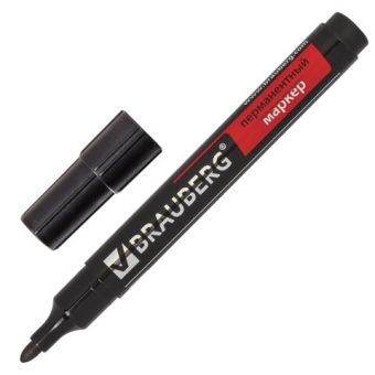 картинка Маркер перманентный BRAUBERG "Contract", ЧЕРНЫЙ, круглый наконечник, 3 мм, 150465 от магазина МОЛТИ