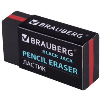 картинка Ластик BRAUBERG "BlackJack", 40х20х11 мм, черный, прямоугольный, картонный держатель, 222466 от магазина МОЛТИ