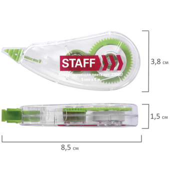 картинка Корректирующая лента STAFF College, 5 мм х 6 м, корпус прозрачный, блистер, 226807 от магазина МОЛТИ