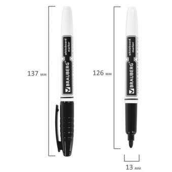 картинка Маркер стираемый для белой доски ЧЕРНЫЙ, BRAUBERG, 4 мм, с клипом, эргономичный корпус, 150846 от магазина МОЛТИ