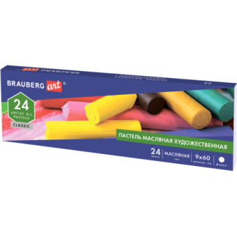 картинка Пастель масляная художественная BRAUBERG ART CLASSIC, 24 цвета, круглое сечение, 181448 от магазина МОЛТИ