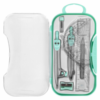 картинка Готовальня BRAUBERG SCHOOL KIT, 11 предметов, циркуль 115 мм, циркуль 125 мм, чертежные принадлежности, мятный цвет, 210706 от магазина МОЛТИ