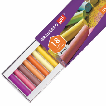 картинка Пастель сухая художественная BRAUBERG ART DEBUT, 18 цветов, круглое сечение, 181460 от магазина МОЛТИ