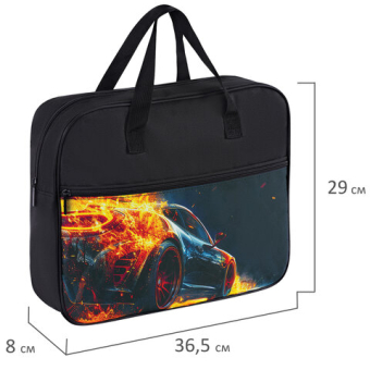 картинка Папка на молнии с ручками BRAUBERG А4, 1 отделение, карман на молнии, 80 мм, "Speed increase", 273312 от магазина МОЛТИ