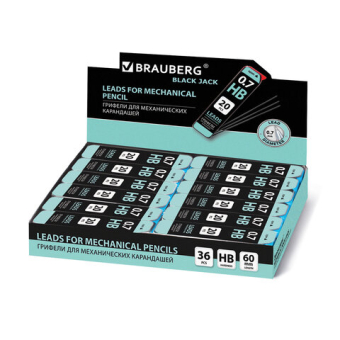 картинка Грифели запасные 0,7 мм, HB, BRAUBERG, КОМПЛЕКТ 20 шт., "Black Jack", 180451 от магазина МОЛТИ