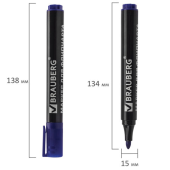 картинка Маркер для бумажного флипчарта BRAUBERG, НЕПРОПИТЫВАЮЩИЙ, СИНИЙ, 2,5 мм, 151254 от магазина МОЛТИ