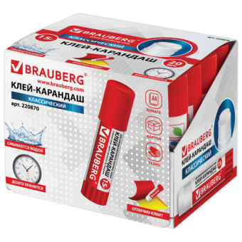 картинка Клей-карандаш BRAUBERG, 15 г, 220870 от магазина МОЛТИ