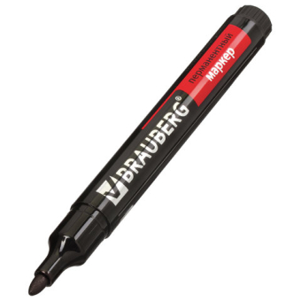 картинка Маркер перманентный BRAUBERG "Contract", ЧЕРНЫЙ, круглый наконечник, 3 мм, 150465 от магазина МОЛТИ