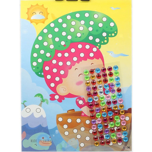 Наклейка-аппликация X06 со стразами Девочка с зонтиком 13*21