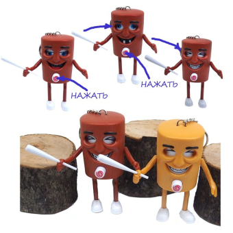 картинка Брелок 1690-4 Туе Тун Сахур с кнопкой меняет мимику 10,5х4,5х5см пластик Итальянский Мем от магазина МОЛТИ