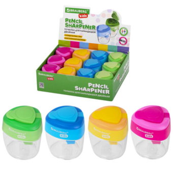 картинка Точилка BRAUBERG KIDS "MAXI", 2 отверстия, с большим контейнером, трехгранный корпус, цвета ассорти, 271945 от магазина МОЛТИ