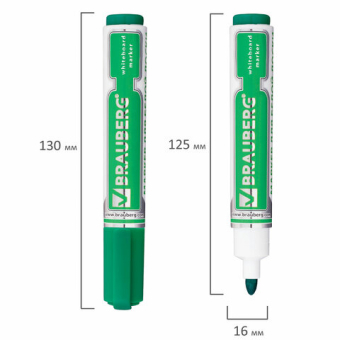 картинка Маркер стираемый для белой доски ЗЕЛЕНЫЙ, BRAUBERG "Neo", 5 мм, с клипом, 150490 от магазина МОЛТИ