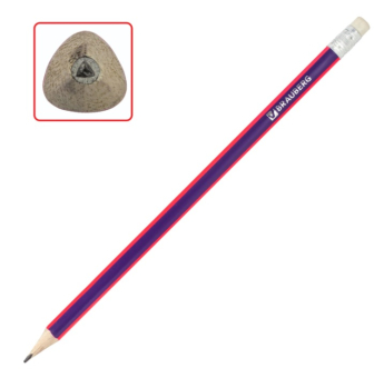 картинка Карандаш ч/гр BRAUBERG, 1 шт., "Excellence", НВ, трехгранный, сиреневый, с резинкой, заточен, 180664 от магазина МОЛТИ