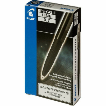 картинка Ручка шариковая с грипом PILOT Super Grip G, ЧЕРНАЯ, узел 0,7 мм, линия 0,21 мм, BPS-GG-F B от магазина МОЛТИ